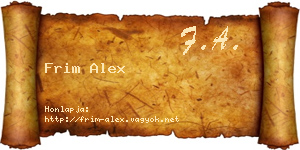 Frim Alex névjegykártya